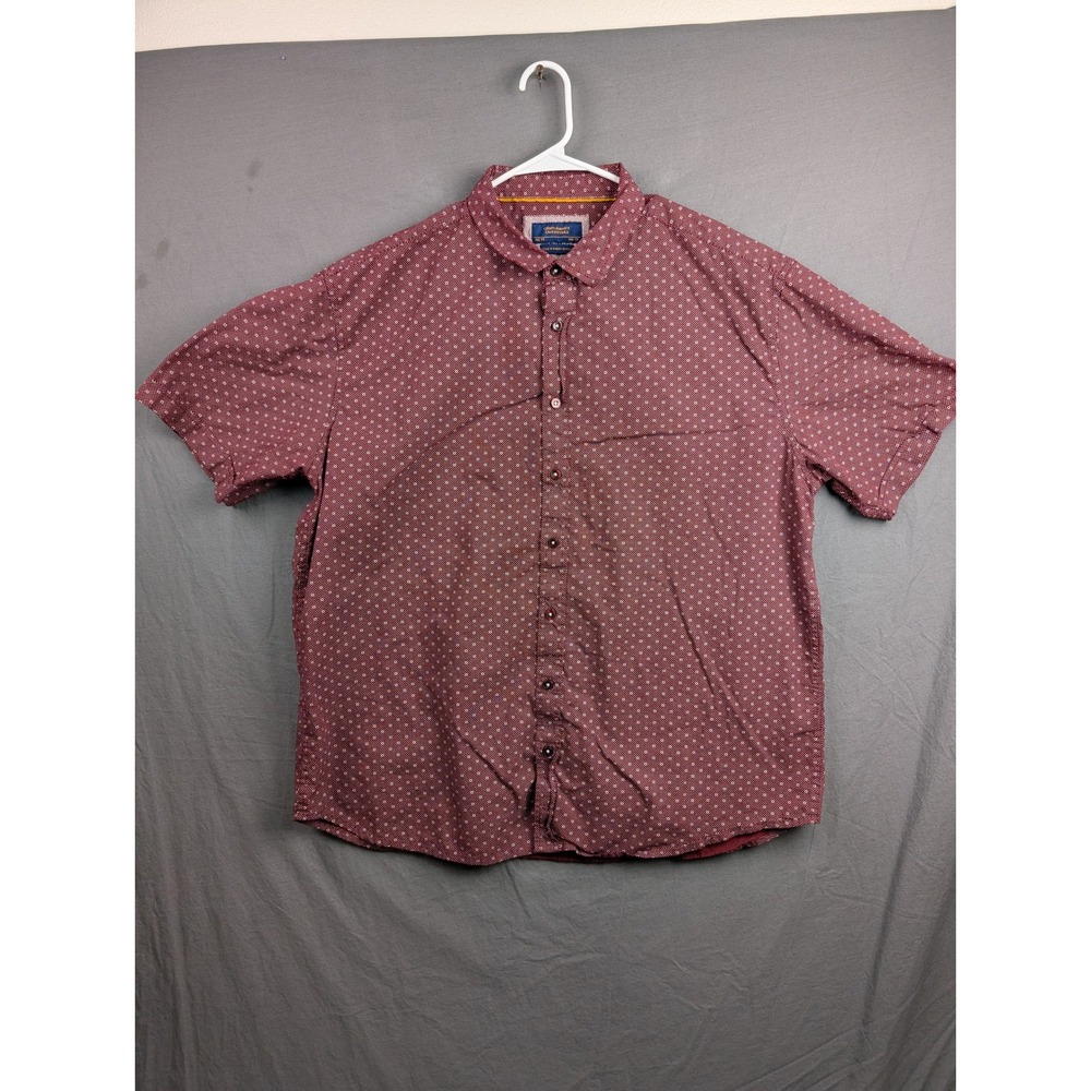 Gentleman's Outfitters Mens 2X Short Sleeve Button Down Shirt Maroon Geometric